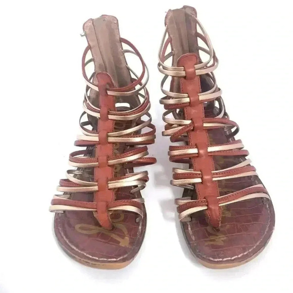 Sam Edelman Kamille Gladiator Strappy Sandals Brown and Gold Women's Size 6.5 - Picture 2 of 14